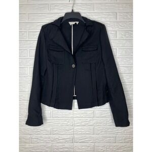 Banana Republic 100%‎ wool military style blazer jacket black womens size 8